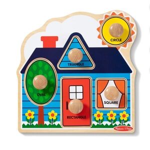 Melissa and Doug First Shapes Wooden Jumbo Peg Knob Puzzle